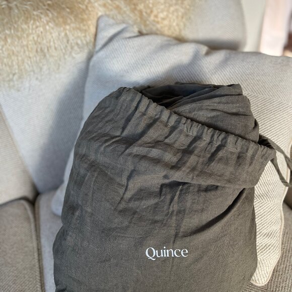 Quince King Size Linen Duvet Cover (Dusty Olive Gray-Green) BNWT - Picture 3 of 4